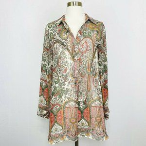 Chico's sz 0 Italianate Sheer Paisley Print Women's Top